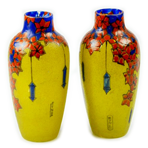 01 LaCroixAuCoq Antiquites brocanteur Leune Estimation Achat art-nouveau-vase-enamel-daum-1930 75 77 78 91 92